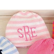 STRIPE HAT WITH ROLL BRIM AND NAME, LETTER OR MONOGRAM