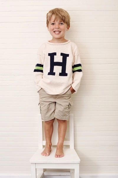 SLEEVE STRIPE SWEATER WITH LETTER/3 COLOR