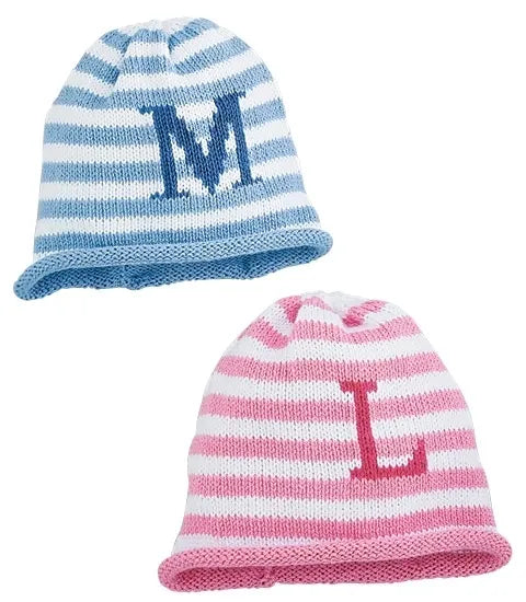 STRIPED ROLL HATS WITH LETTER