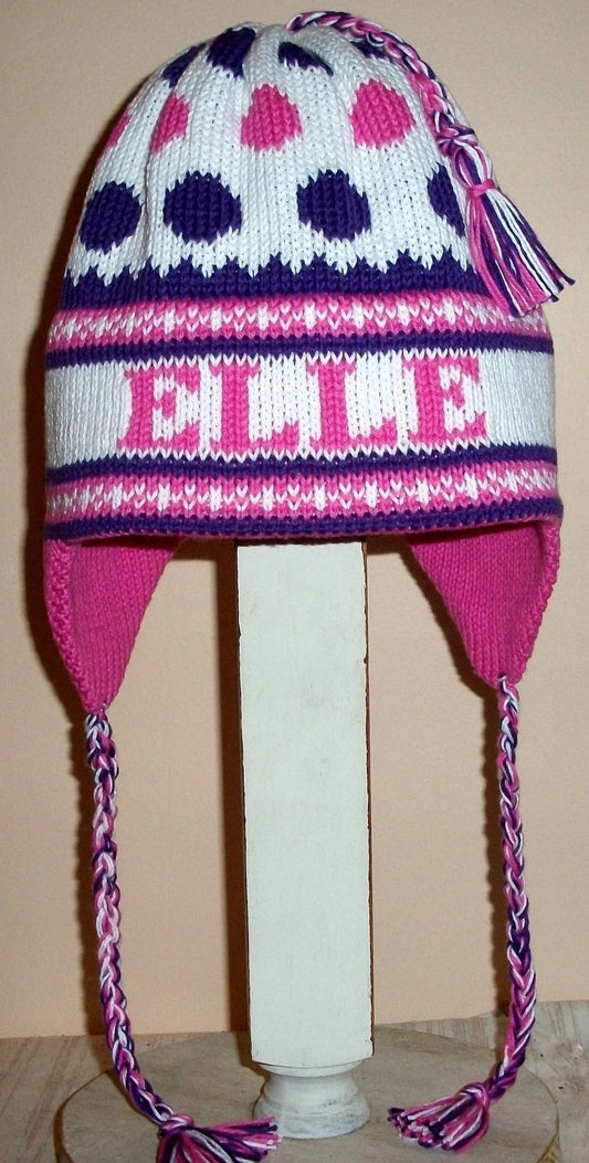 POLKA DOT EARFLAP HATS WITH POMPOM