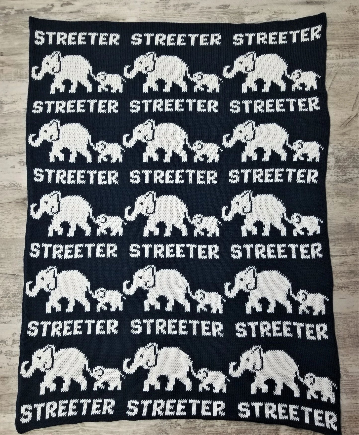 ELEPHANT STACKED NAME BLANKET