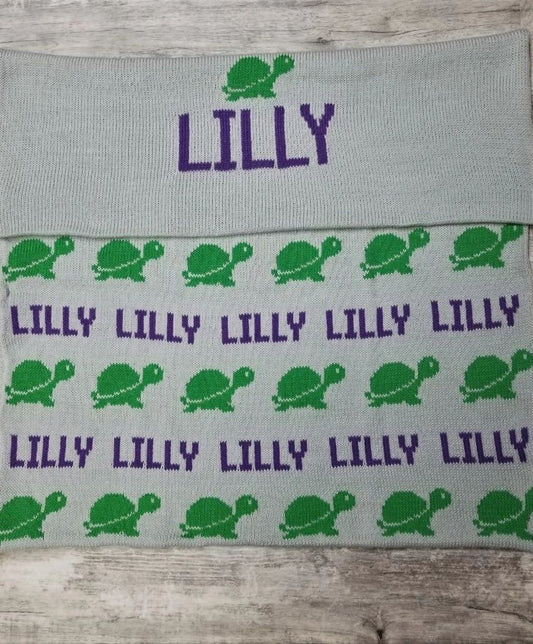 TURTLE STACKED NAME BLANKET