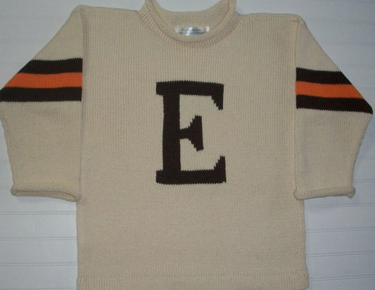 SLEEVE STRIPE SWEATER WITH LETTER/3 COLOR